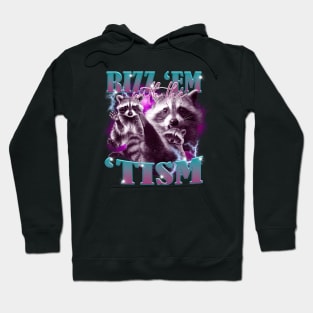 Funny Rizz Em With The Tism Vintage Raccoon Autism Awareness Hoodie